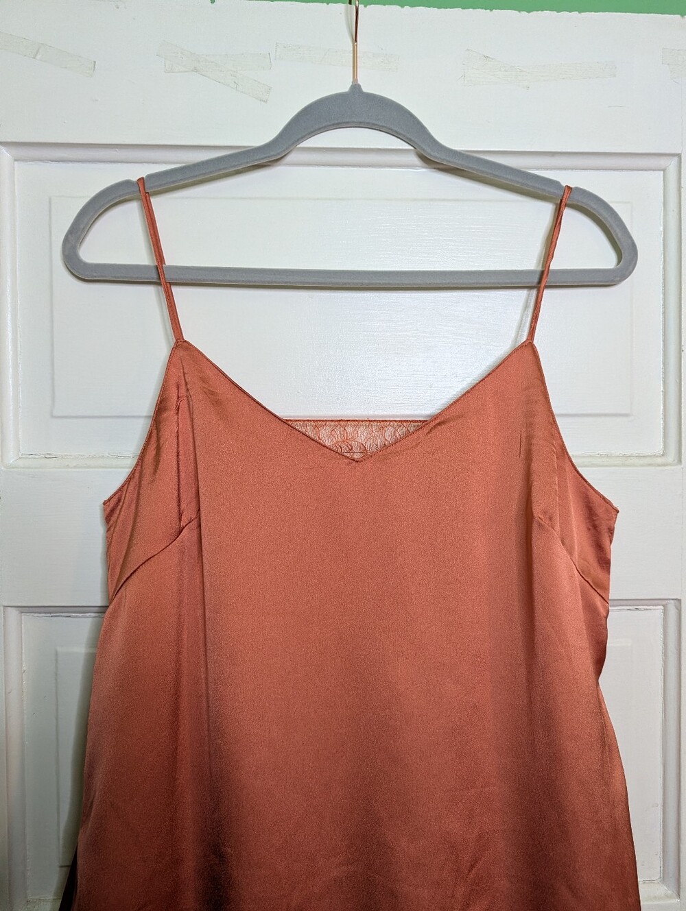 Davi & Dani Copper Satin Lace Trim Slip Dress | NWOT | Size Medium - Picture 4 of 9